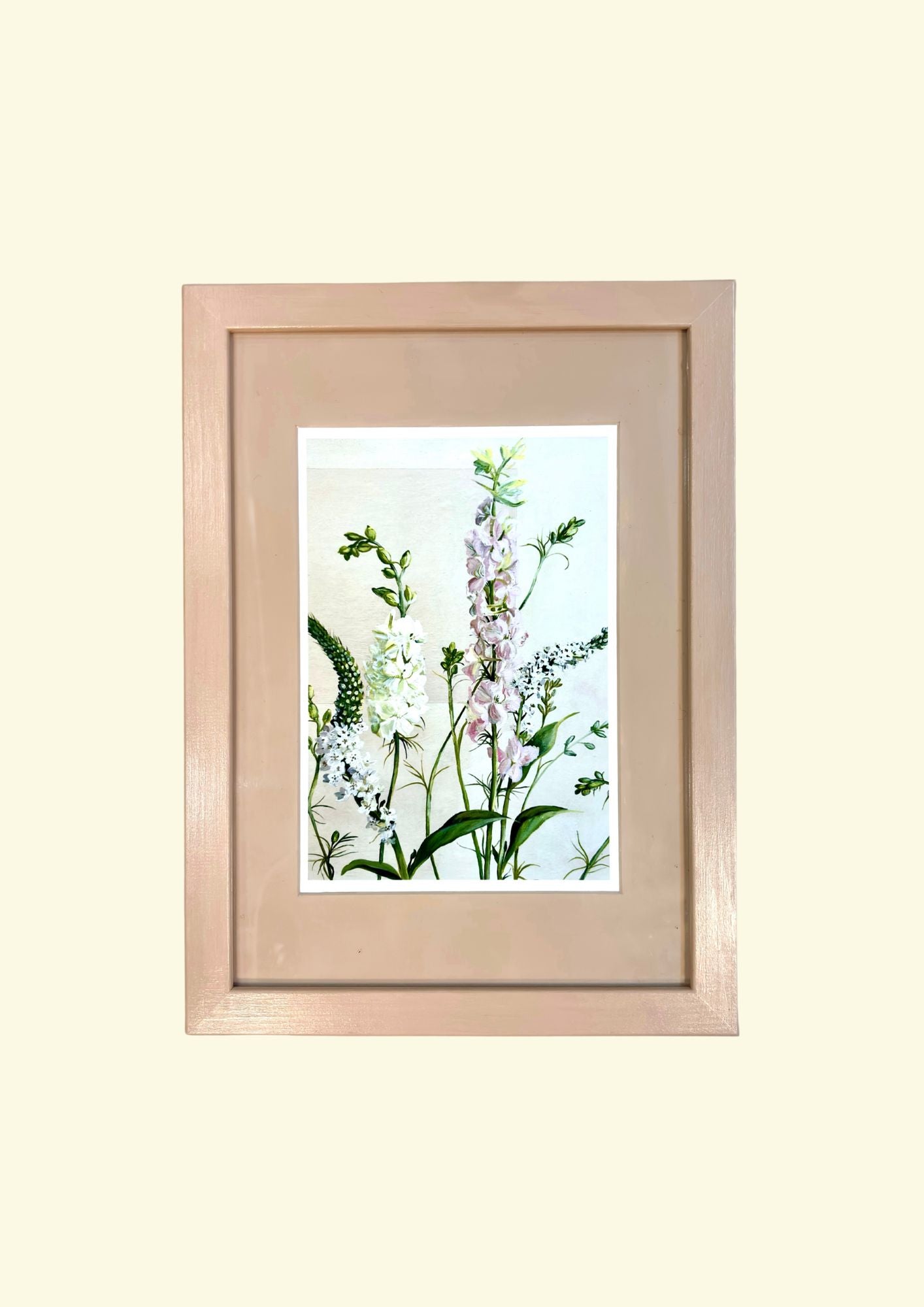 Pink Larkspur in Wooden Frame