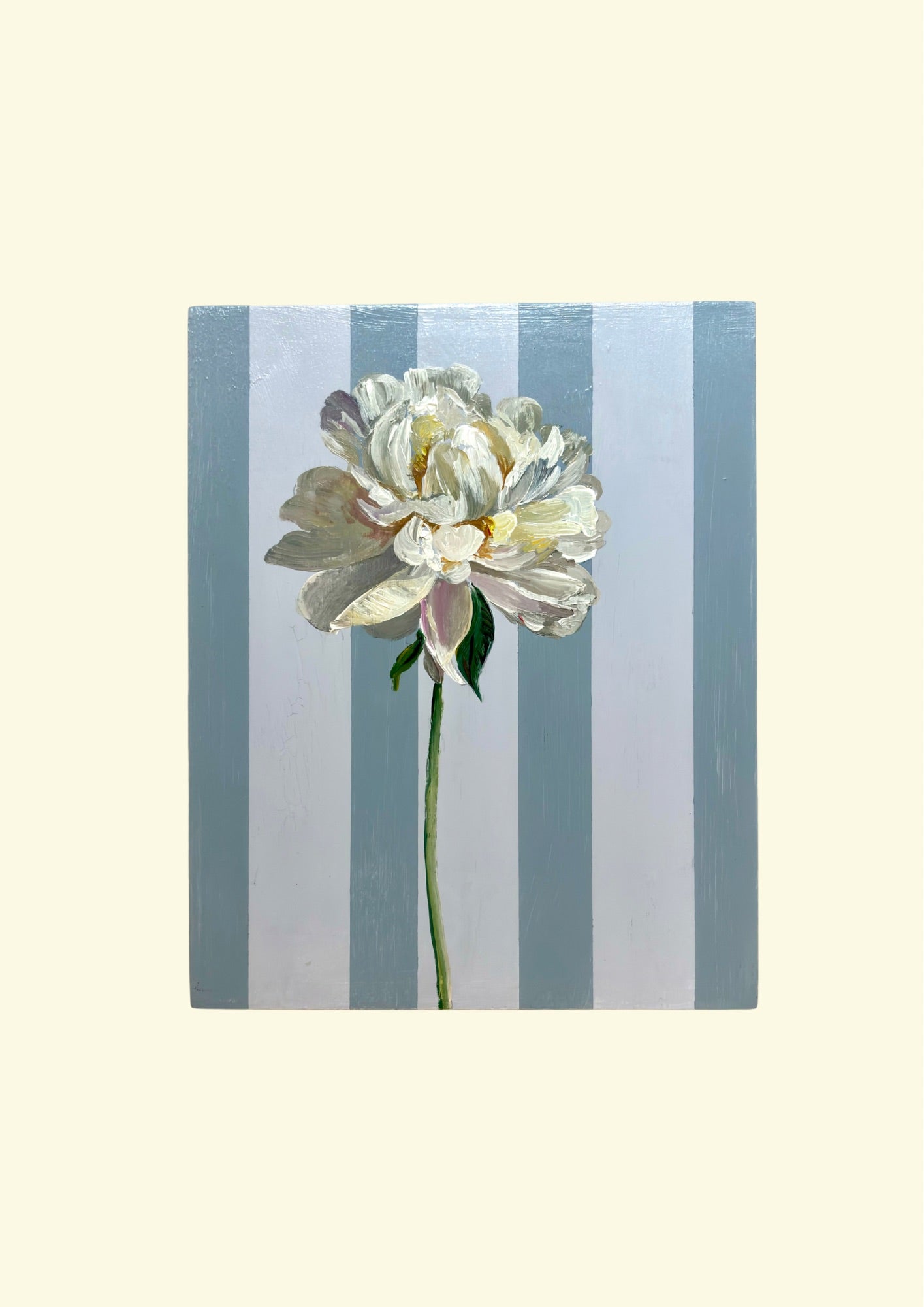 White Peony on Blue