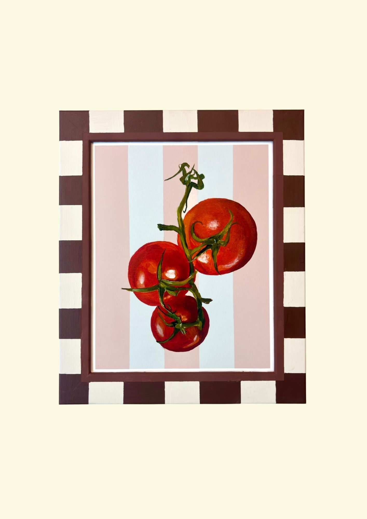 Tomato Print in Chocolate Check frame