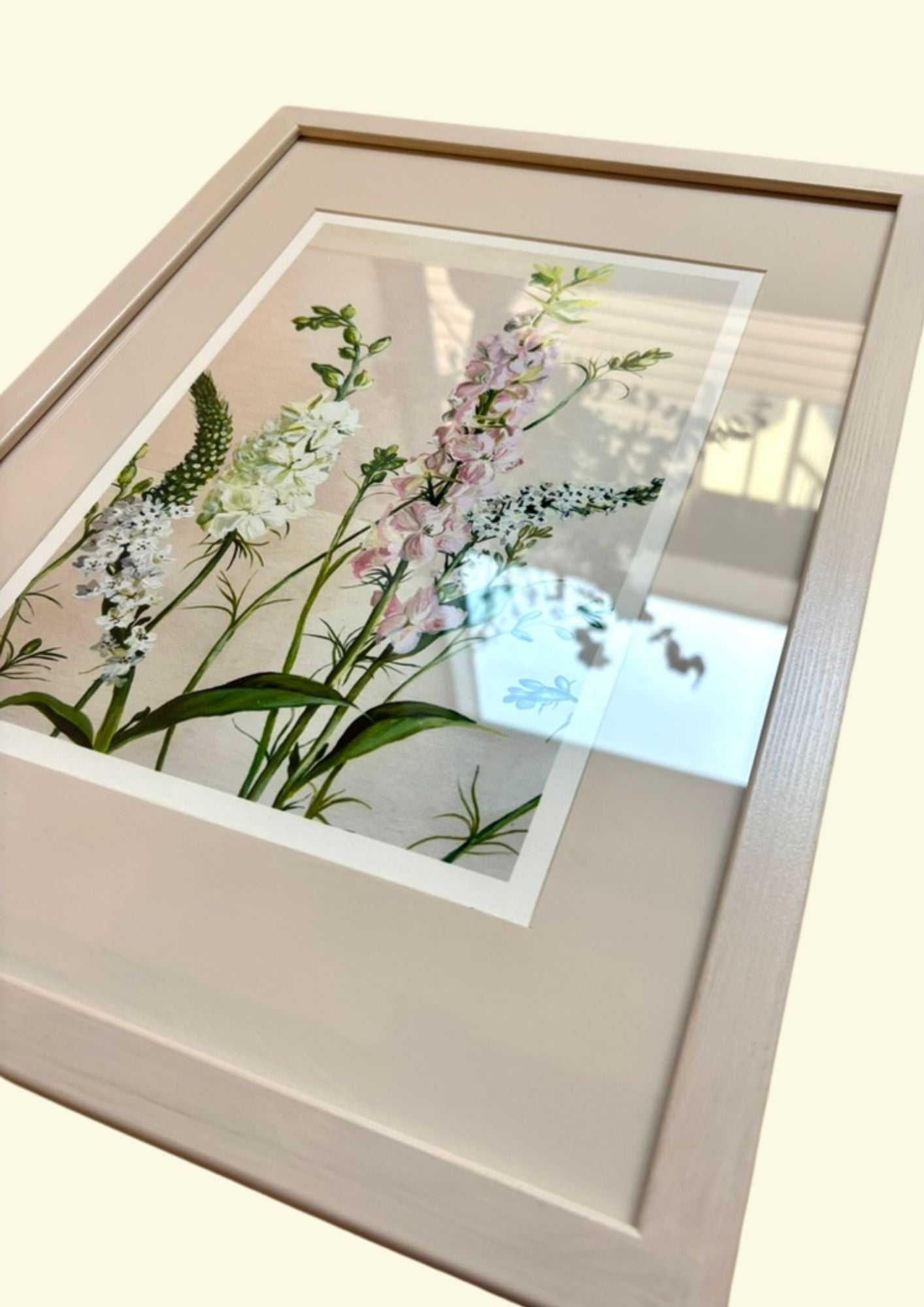 Pink Larkspur in Wooden Frame