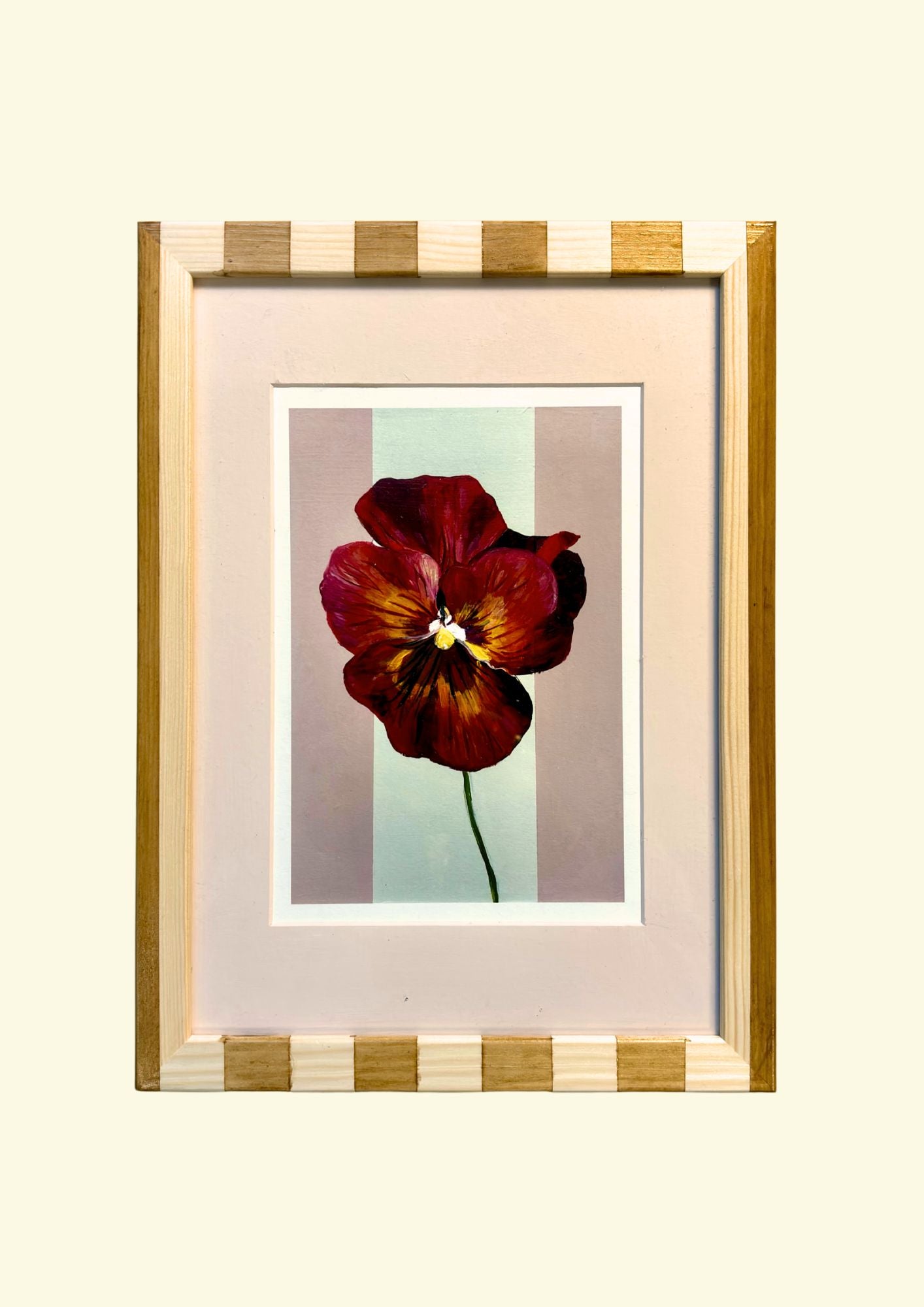Clove Red Pansy in Wood Stained Stripe