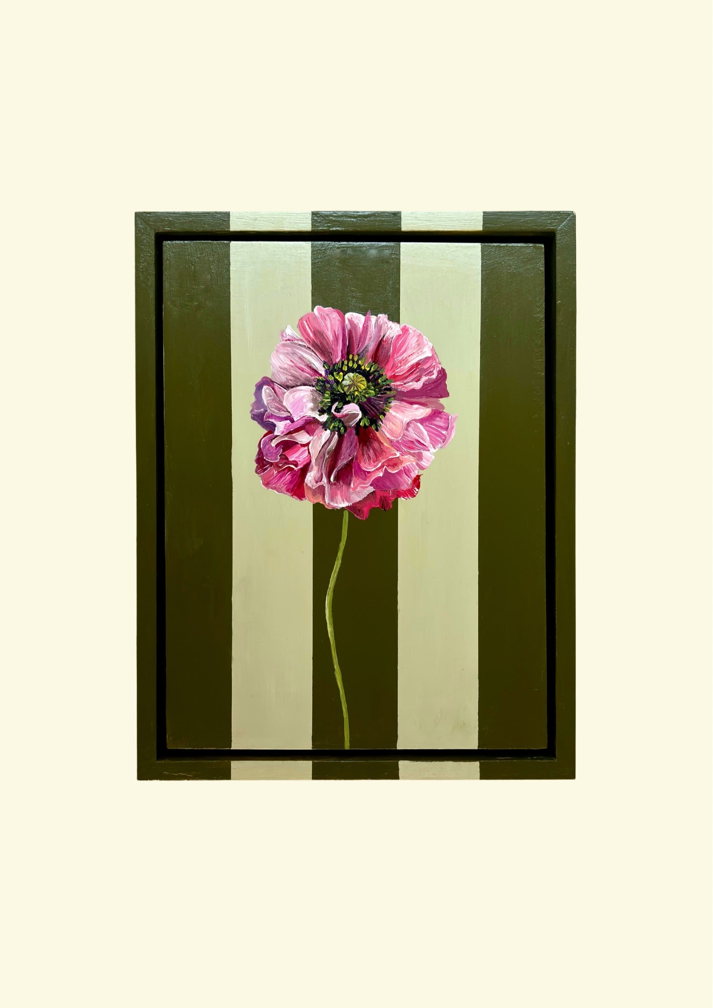 Pink Poppy in Olive Frame