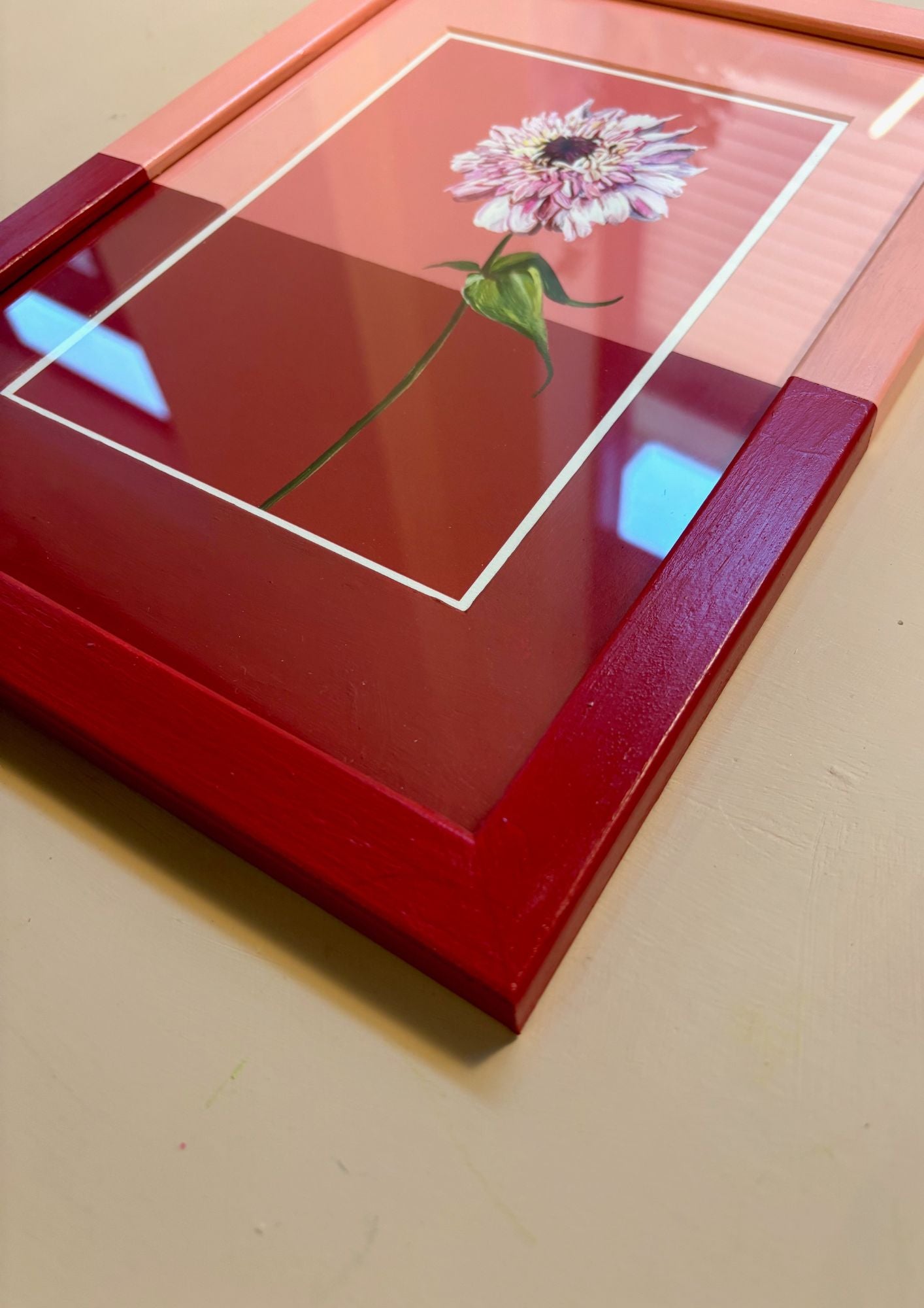 Zinnia in Pink and Red Colour Block Frame