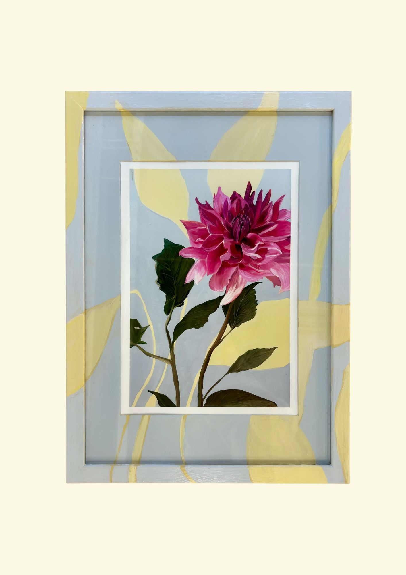Dahlia in Sky and Butter Painted Frame
