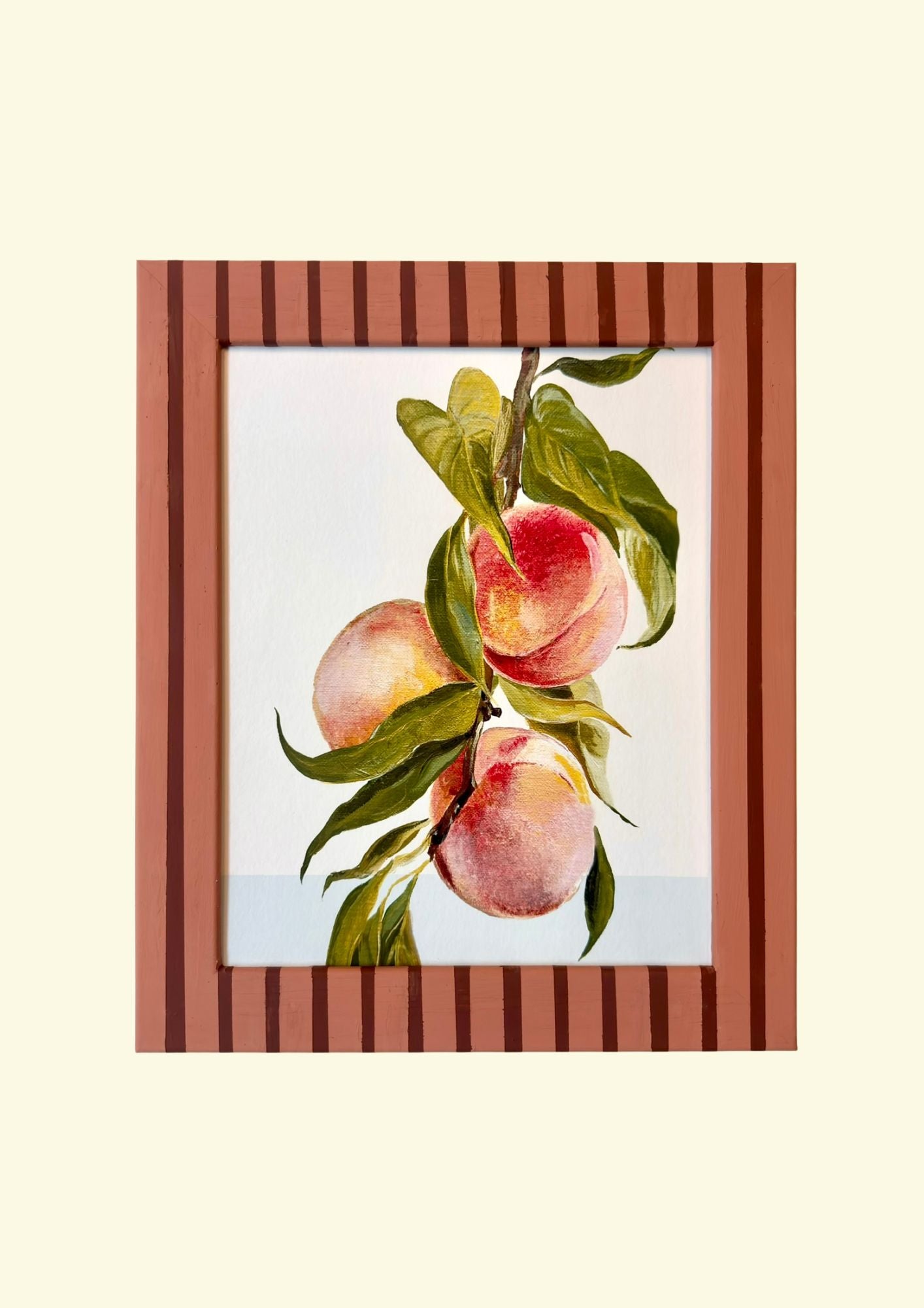 Peach Print in Brick Pink and Red Stripe Frame