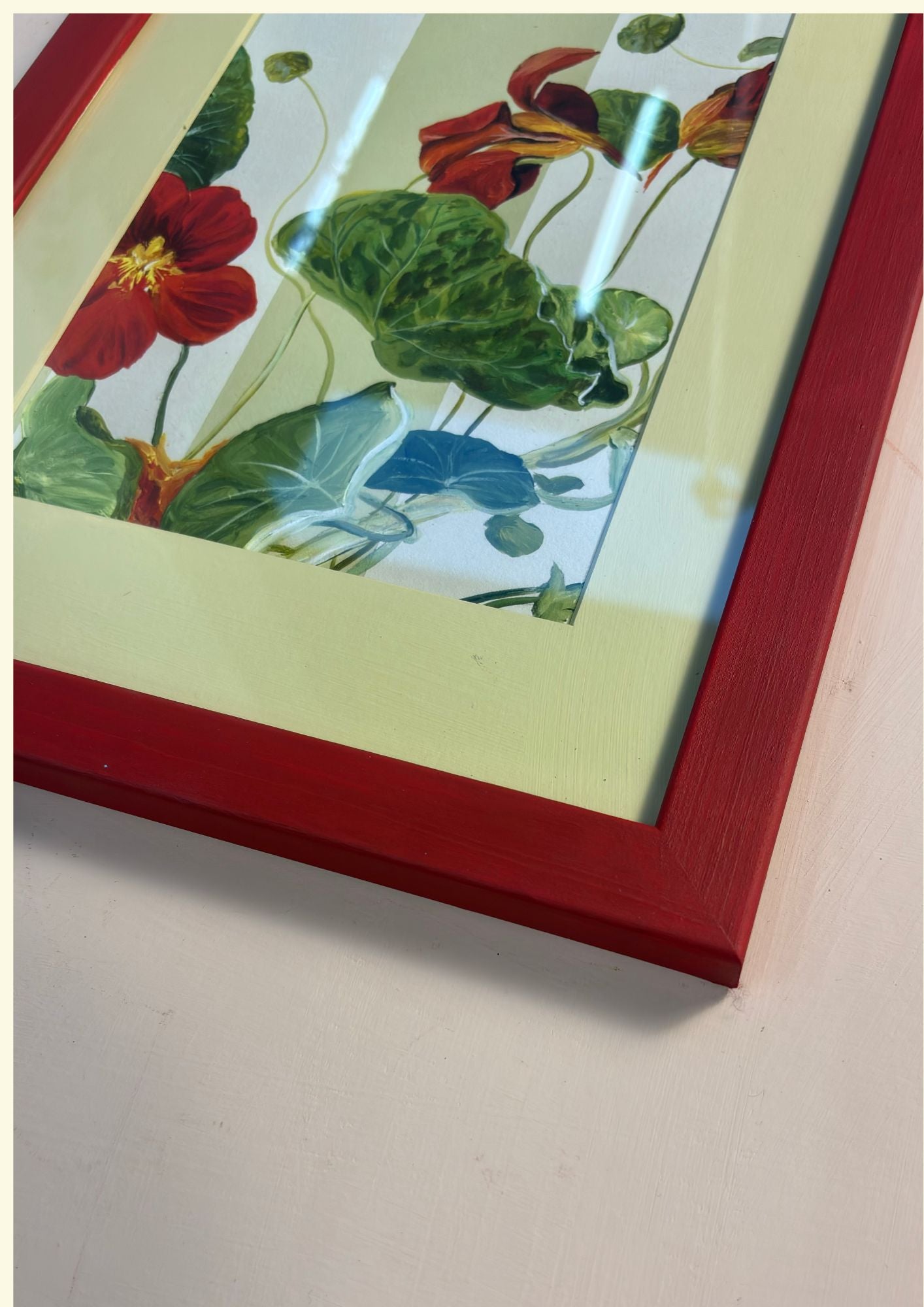 Red Nasturtium in Red Frame