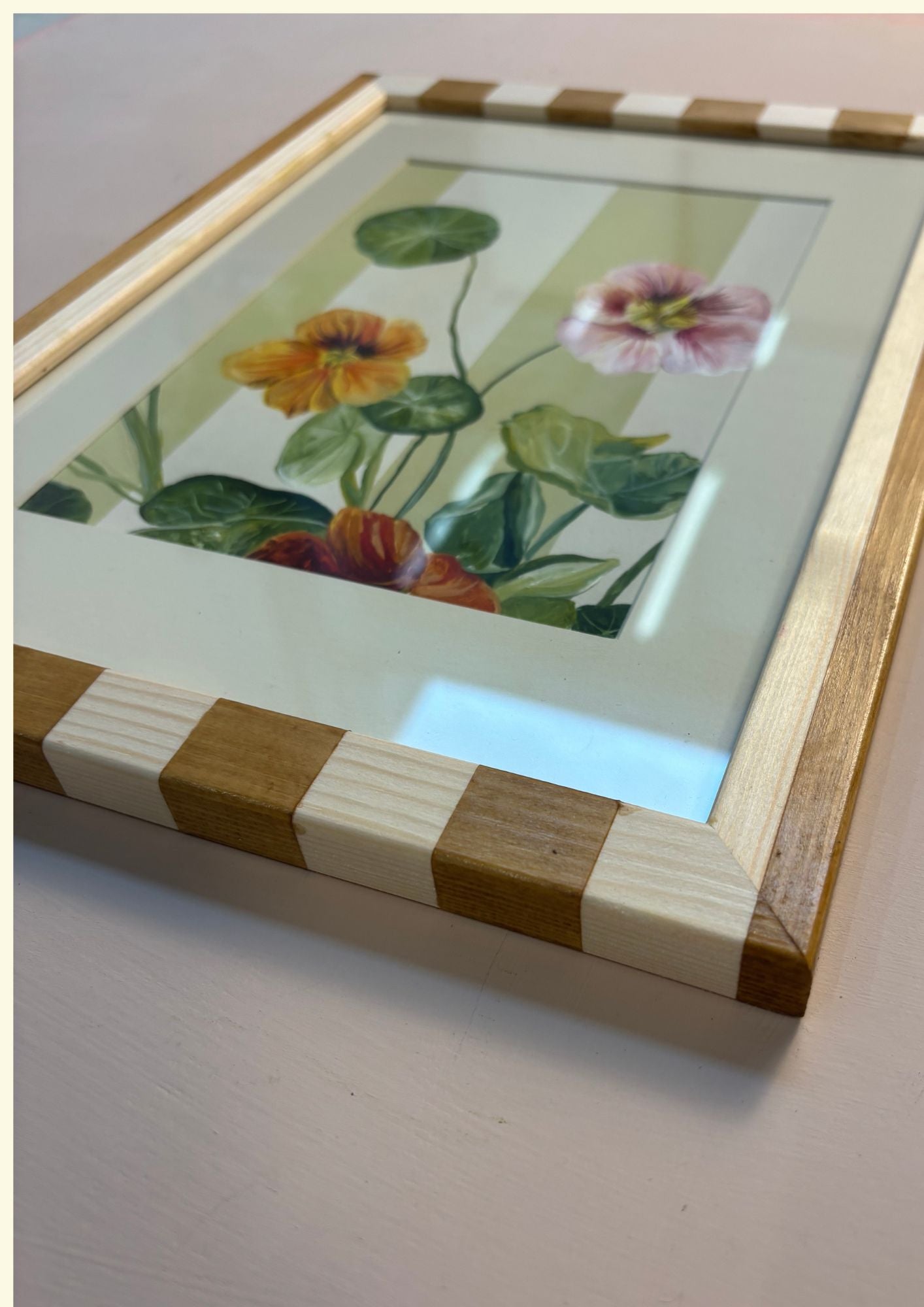Mixed Nasturtium in Wood Stained Stripe