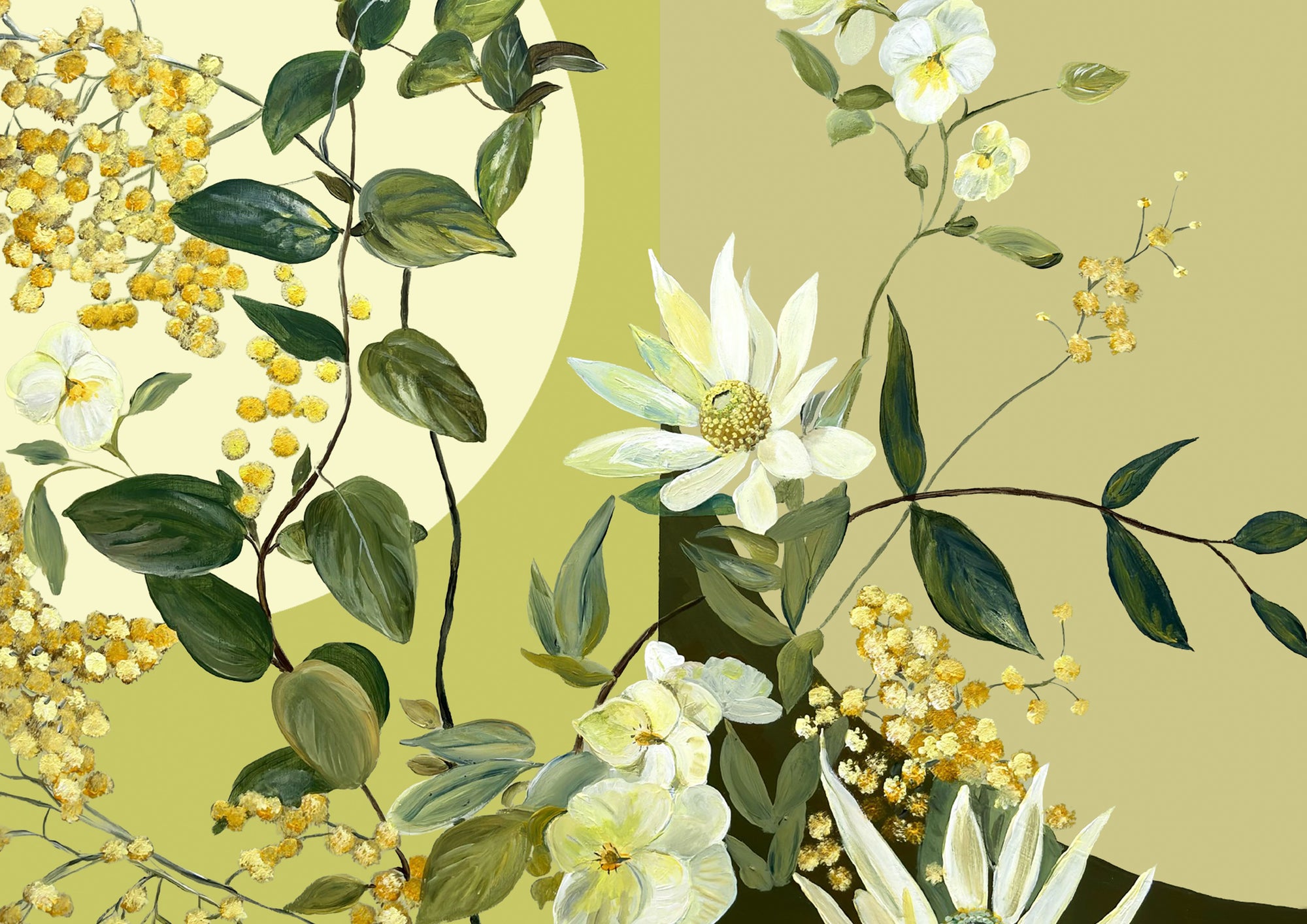 Mimosa & Yellow Pansy Print
