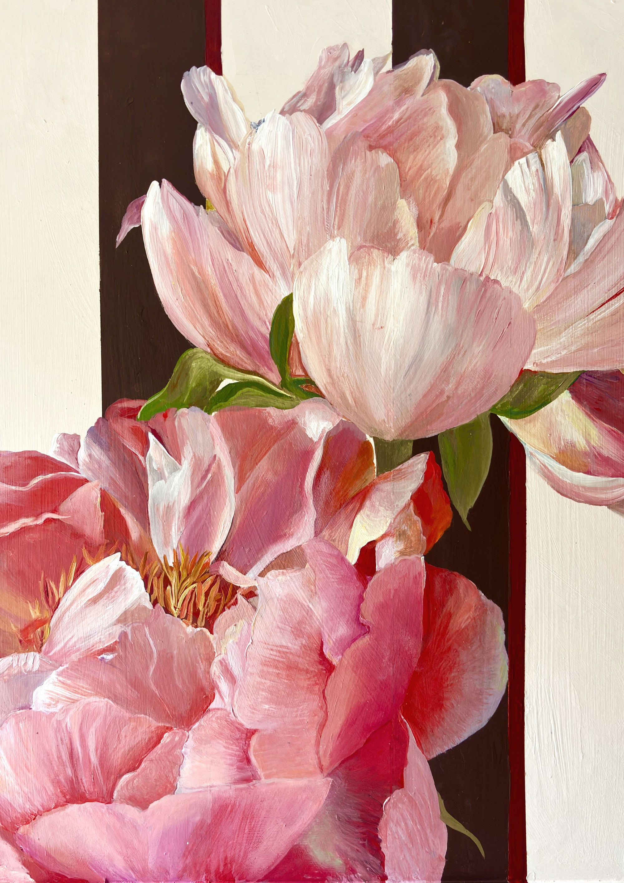 Two Peonies in Raspberry Frame
