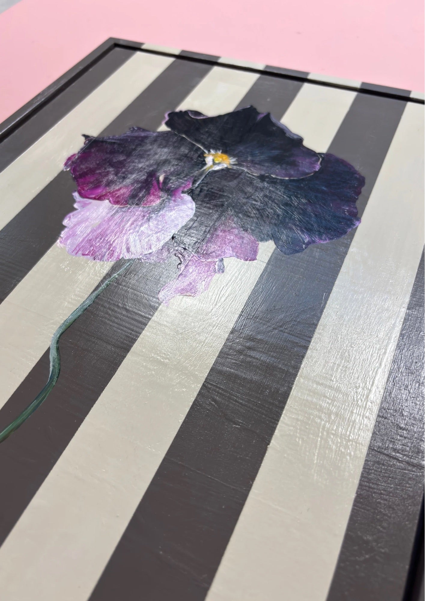 Midnight Pansy in Chocolate Stripe Frame