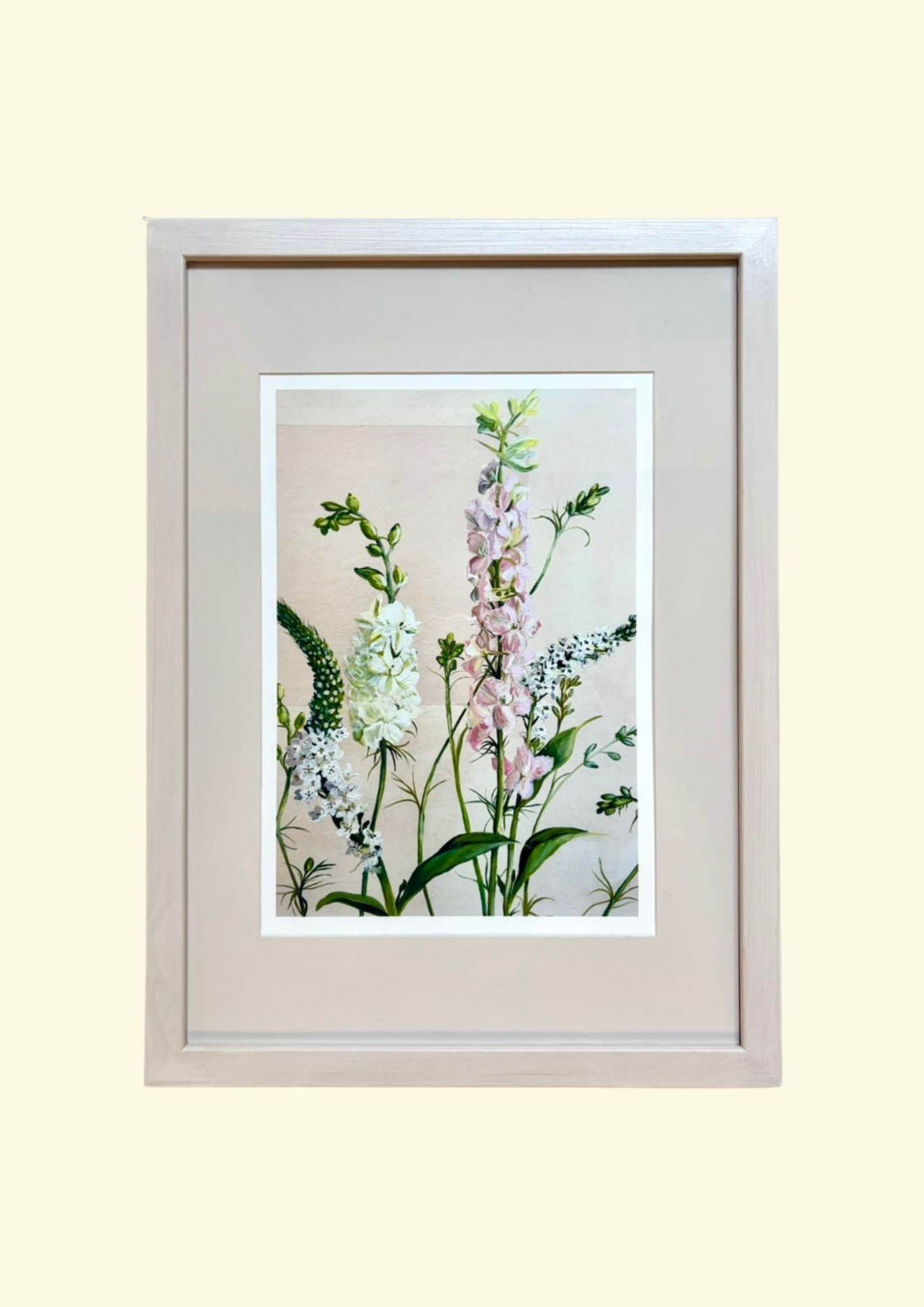 Pink Larkspur in Wooden Frame