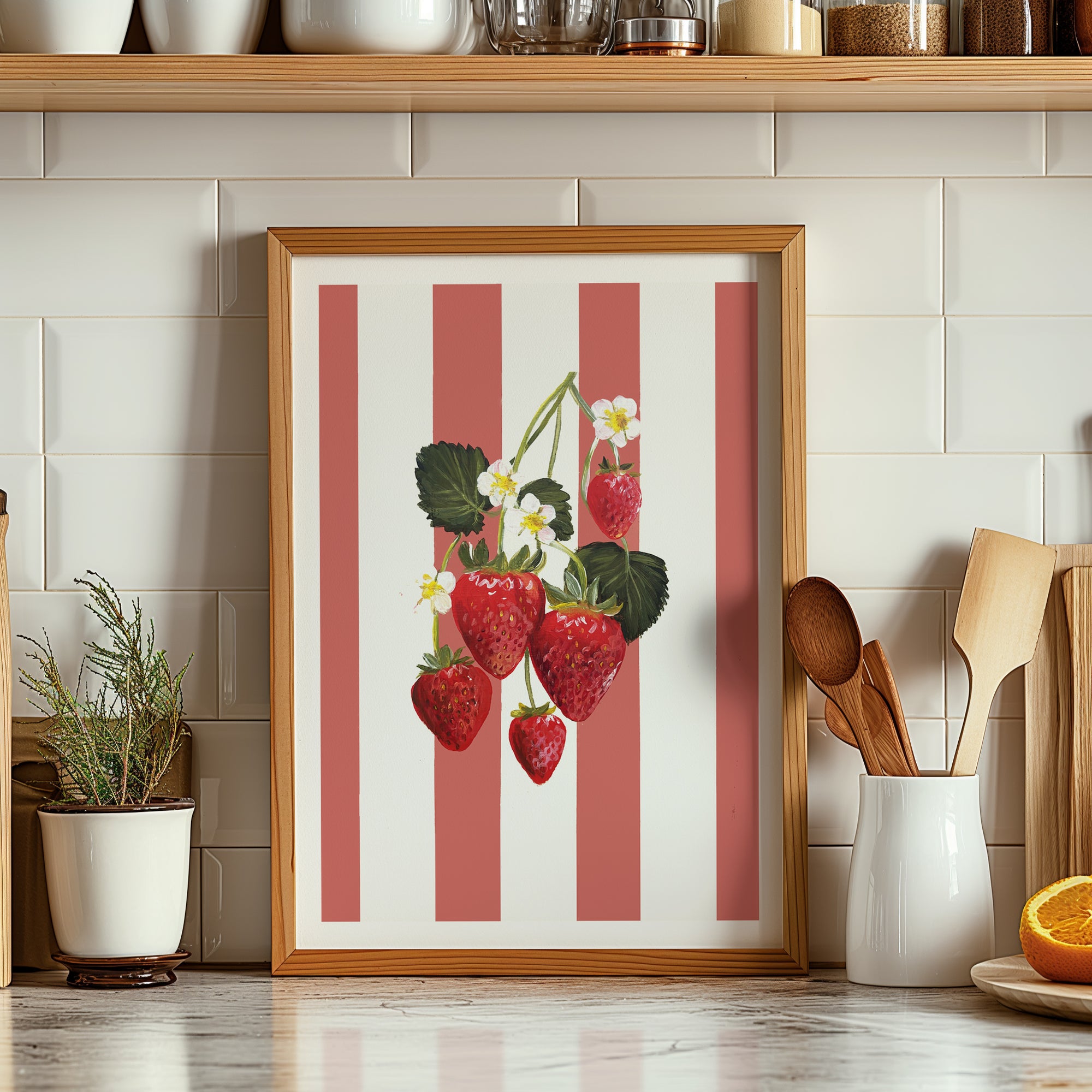 Pink Strawberry Print